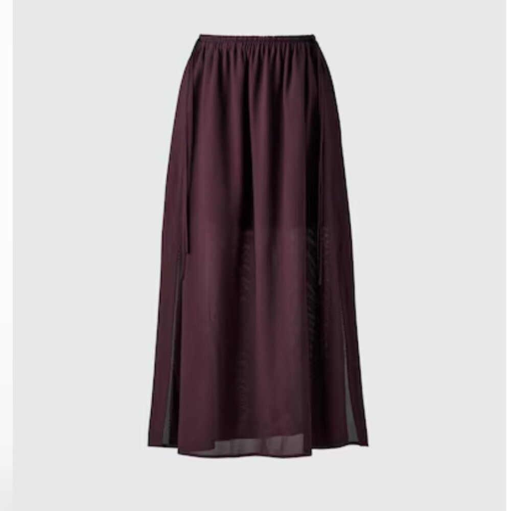 Uniqlo Mesh Gather Long Slit Skirt, size medium